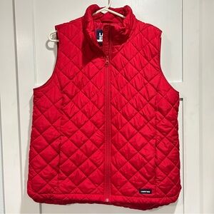 Lands' End Holiday Red Quilted Vest Womens Large